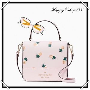 ♠️🍍 kate spade Saffiano Staci Square Pineapple Printed Crossbody Bag, Pink